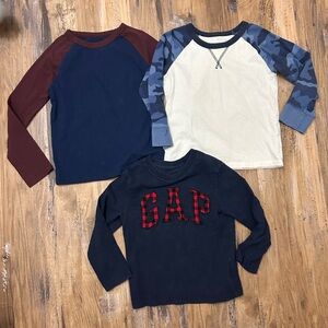 GAP Navy Long-Sleeve Tee with Red Plaid Logo